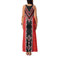 Red Niho Taniwha Mix Poutama Family Matching Tank Maxi Dress and Hawaiian Shirt Unique Taniko Aotearoa LT01 - Polynesian Pride