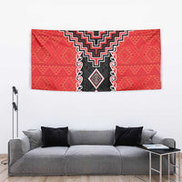 Red Niho Taniwha Mix Poutama Tapestry Unique Taniko Aotearoa