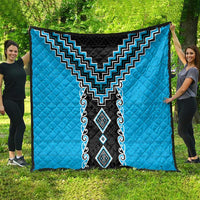 Sky Blue Niho Taniwha Mix Poutama Quilt Unique Taniko Aotearoa