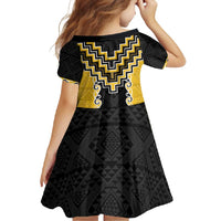 Yellow Niho Taniwha Mix Poutama Family Matching Summer Maxi Dress and Hawaiian Shirt Unique Taniko Aotearoa LT01 - Polynesian Pride