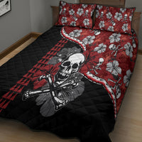 Hawaii Halloween Quilt Bed Set Hibiscus Skull Kakau Pattern LT01 - Polynesian Pride