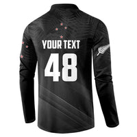 Custom New Zealand Cricket Button Sweatshirt Aotearoa Black Cap Come On