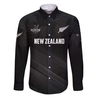 Custom New Zealand Cricket Family Matching Off Shoulder Maxi Dress and Hawaiian Shirt Aotearoa Black Cap Come On LT01 Dad's Shirt - Long Sleeve Black - Polynesian Pride