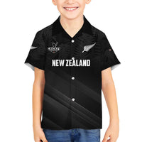 Custom New Zealand Cricket Family Matching Off Shoulder Maxi Dress and Hawaiian Shirt Aotearoa Black Cap Come On LT01 Son's Shirt Black - Polynesian Pride