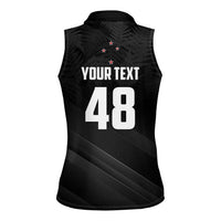 Custom New Zealand Cricket Women Sleeveless Polo Shirt Aotearoa Black Cap Come On LT01 - Polynesian Pride