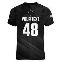 Custom New Zealand Cricket Women V-Neck T-Shirt Aotearoa Black Cap Come On LT01 - Polynesian Pride