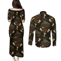 Javanese Batik Semen Couples Matching Puletasi and Long Sleeve Button Shirt Indonesian Traditional Pattern