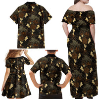 Javanese Batik Semen Family Matching Off Shoulder Maxi Dress and Hawaiian Shirt Indonesian Traditional Pattern LT01 - Polynesian Pride