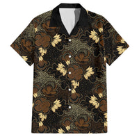 Javanese Batik Semen Family Matching Off Shoulder Short Dress and Hawaiian Shirt Indonesian Traditional Pattern LT01 Dad's Shirt - Short Sleeve Black - Polynesian Pride