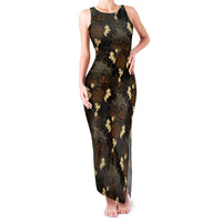 Javanese Batik Semen Family Matching Tank Maxi Dress and Hawaiian Shirt Indonesian Traditional Pattern LT01 Mom's Dress Black - Polynesian Pride