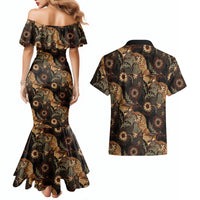 Batik Pedalaman Semen Lereng Style Couples Matching Mermaid Dress and Hawaiian Shirt Indonesian Traditional Pattern LT01 - Polynesian Pride