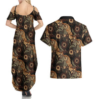 Batik Pedalaman Semen Lereng Style Couples Matching Summer Maxi Dress and Hawaiian Shirt Indonesian Traditional Pattern LT01 - Polynesian Pride