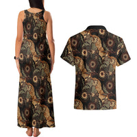 Batik Pedalaman Semen Lereng Style Couples Matching Tank Maxi Dress and Hawaiian Shirt Indonesian Traditional Pattern LT01 - Polynesian Pride