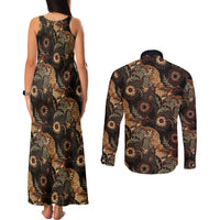 Batik Pedalaman Semen Lereng Style Couples Matching Tank Maxi Dress and Long Sleeve Button Shirt Indonesian Traditional Pattern LT01 - Polynesian Pride