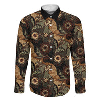 Batik Pedalaman Semen Lereng Style Family Matching Puletasi and Hawaiian Shirt Indonesian Traditional Pattern LT01 Dad's Shirt - Long Sleeve Black - Polynesian Pride