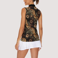 Batik Pedalaman Semen Lereng Style Women Sleeveless Polo Shirt Indonesian Traditional Pattern LT01 - Polynesian Pride
