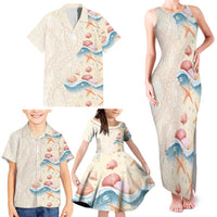 Beige Hawaii Lei Seashells Starfish Family Matching Tank Maxi Dress and Hawaiian Shirt Sandy Sylized LT01 - Polynesian Pride