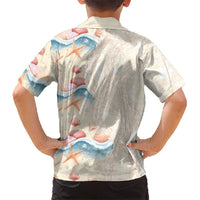 Beige Hawaii Lei Seashells Starfish Kid Hawaiian Shirt Sandy Sylized - Polynesian Pride