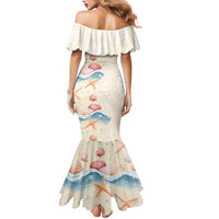 Beige Hawaii Lei Seashells Starfish Mermaid Dress Sandy Sylized - Polynesian Pride