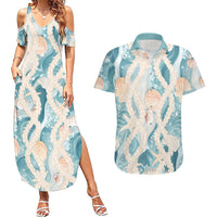 Hawaii Lei Seashells Starfish Couples Matching Summer Maxi Dress and Hawaiian Shirt Fresh Summer Vibe - Polynesian Pride