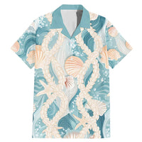 Hawaii Lei Seashells Starfish Family Matching Mermaid Dress and Hawaiian Shirt Fresh Summer Vibe LT01 Dad's Shirt - Short Sleeve Blue - Polynesian Pride