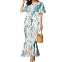 Hawaii Lei Seashells Starfish Family Matching Mermaid Dress and Hawaiian Shirt Fresh Summer Vibe LT01 Mom's Dress Blue - Polynesian Pride