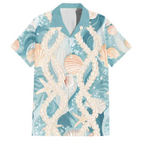 Hawaii Lei Seashells Starfish Family Matching Puletasi and Hawaiian Shirt Fresh Summer Vibe LT01 Dad's Shirt - Short Sleeve Blue - Polynesian Pride