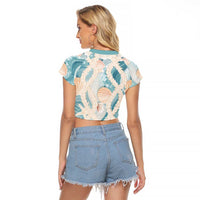 Hawaii Lei Seashells Starfish Raglan Cropped T Shirt Fresh Summer Vibe - Polynesian Pride