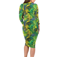 Hawaii Summer Tropical Leaves Family Matching Long Sleeve Bodycon Dress and Hawaiian Shirt LT01 - Polynesian Pride