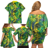 Hawaii Summer Tropical Leaves Family Matching Off Shoulder Short Dress and Hawaiian Shirt LT01 - Polynesian Pride