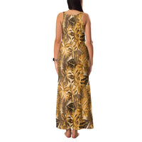 Hawaii Gold Tropical Leaves Family Matching Tank Maxi Dress and Hawaiian Shirt LT01 - Polynesian Pride