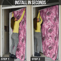 Hawaii Pink Tropical Leaves Door Cover - Polynesian Pride