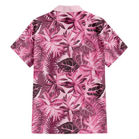 Hawaii Pink Tropical Leaves Family Matching Long Sleeve Bodycon Dress and Hawaiian Shirt LT01 - Polynesian Pride