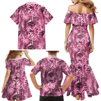 Hawaii Pink Tropical Leaves Family Matching Mermaid Dress and Hawaiian Shirt LT01 - Polynesian Pride