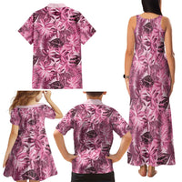 Hawaii Pink Tropical Leaves Family Matching Tank Maxi Dress and Hawaiian Shirt LT01 - Polynesian Pride
