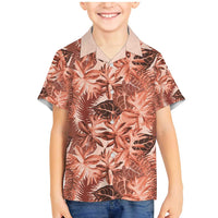 Hawaii Red Brown Tropical Leaves Family Matching Mermaid Dress and Hawaiian Shirt LT01 Son's Shirt Brown - Polynesian Pride