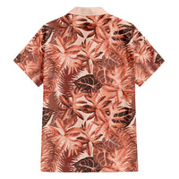 Hawaii Red Brown Tropical Leaves Family Matching Off Shoulder Maxi Dress and Hawaiian Shirt LT01 - Polynesian Pride