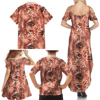 Hawaii Red Brown Tropical Leaves Family Matching Summer Maxi Dress and Hawaiian Shirt LT01 - Polynesian Pride