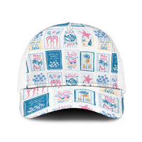 Hawaii Coastal Summer Postcard Baseball Net Cap LT01 One Size White Multicolor - Polynesian Pride