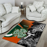 New Zealand and Ireland Rugby Area Rug Silver Fern With Shamrock 2023 World Cup LT01 - Polynesian Pride