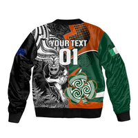 New Zealand and Ireland Rugby Bomber Jacket Silver Fern With Shamrock 2023 World Cup LT01 - Polynesian Pride