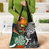 New Zealand and Ireland Rugby Grocery Bag Silver Fern With Shamrock 2023 World Cup LT01 - Polynesian Pride