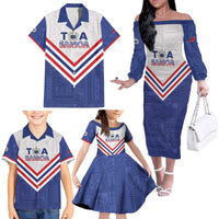 Custom Toa Samoa Rugby Family Matching Off The Shoulder Long Sleeve Dress and Hawaiian Shirt 1992-1993 Special Edition LT01 - Polynesian Pride