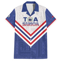 Custom Toa Samoa Rugby Family Matching Off Shoulder Short Dress and Hawaiian Shirt 1992-1993 Special Edition LT01 Dad's Shirt - Short Sleeve Blue - Polynesian Pride