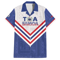 Custom Toa Samoa Rugby Family Matching Short Sleeve Bodycon Dress and Hawaiian Shirt 1992-1993 Special Edition LT01 Dad's Shirt - Short Sleeve Blue - Polynesian Pride