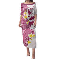 Maori Manta Ray Plumeria Royal Pink Family Matching Puletasi and Hawaiian Shirt LT01 Mom's Dress Pink - Polynesian Pride