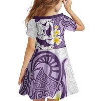 Maori Manta Ray Plumeria Deep Purple Family Matching Long Sleeve Bodycon Dress and Hawaiian Shirt LT01 - Polynesian Pride