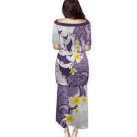 Maori Manta Ray Plumeria Deep Purple Family Matching Puletasi and Hawaiian Shirt LT01 - Polynesian Pride