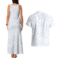 Plumeria Floral White Sunday Couples Matching Tank Maxi Dress and Hawaiian Shirt LT01 - Polynesian Pride