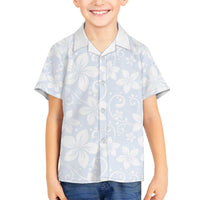 Plumeria Floral White Sunday Family Matching Off The Shoulder Long Sleeve Dress and Hawaiian Shirt LT01 Son's Shirt White - Polynesian Pride